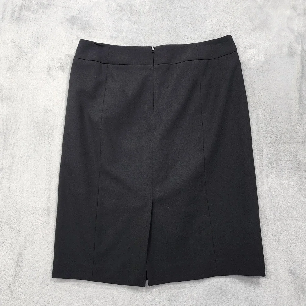 Calvin Klein Skirt Womens 10 Black Twill Pencil Knee Length Lined Stretch Office